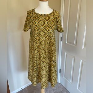 NWOT! LuLaRoe Yellow multi color Carly dress Sz S